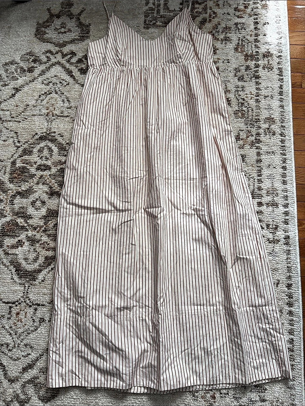 Quince Organic Cotton Sleeveless Maxi Dress Striped Maxi Dress in White & Red